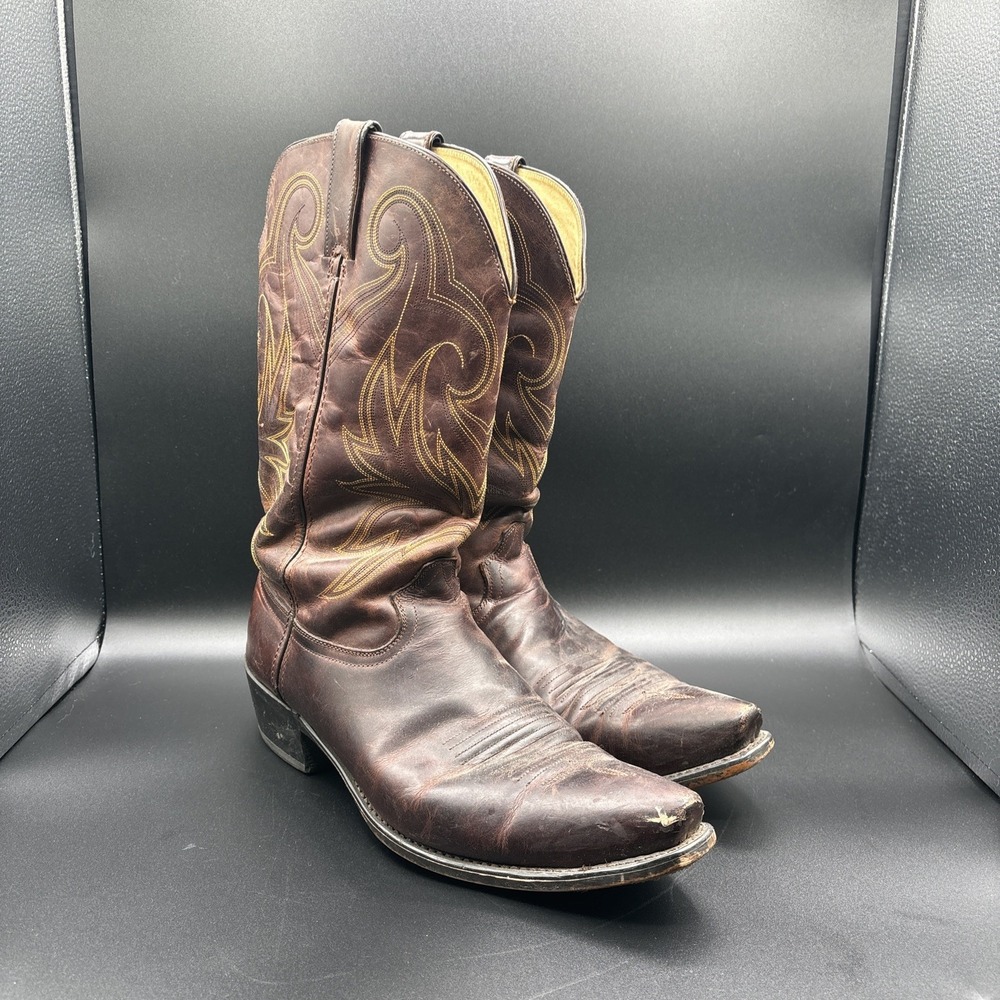 Durango Cowboy Boots Men's‎ Size 12 D Style DB4324 Embroidered Brown Leather